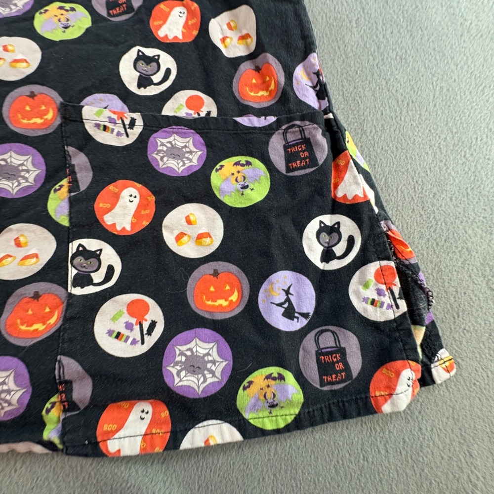 Dickies Halloween Scrub Top Womens Small Black Cat Pumpkin Ghost Cotton V-Small - Picture 2 of 9
